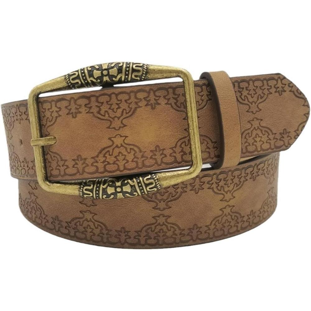 image:imageEMMIOL Cool Y2K Belt Women Black bb Belt Silver Buckle Oval D Ring Star Belts Trendy Streetwear Punk for JeansBrown