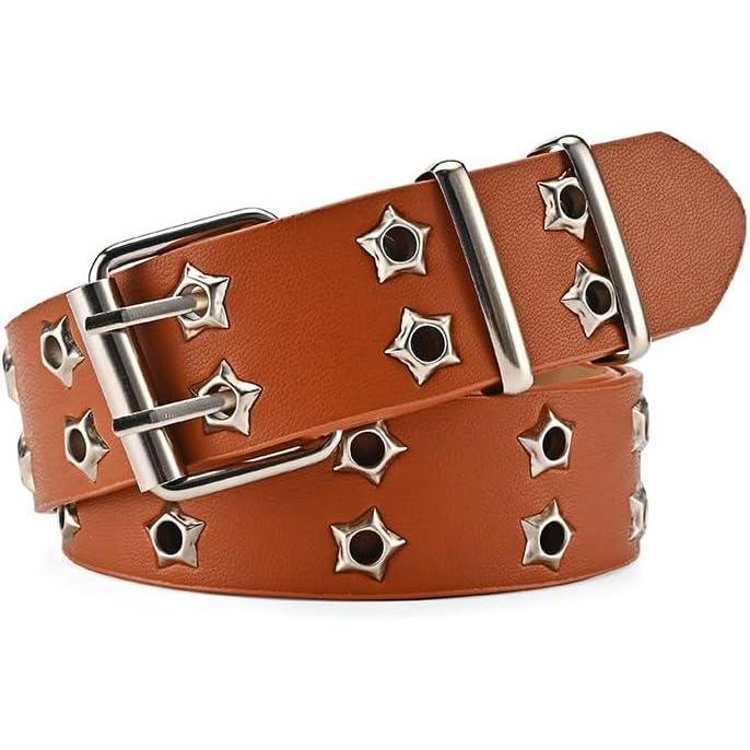 image:imageEMMIOL Cool Y2K Belt Women Black bb Belt Silver Buckle Oval D Ring Star Belts Trendy Streetwear Punk for JeansCamelstar