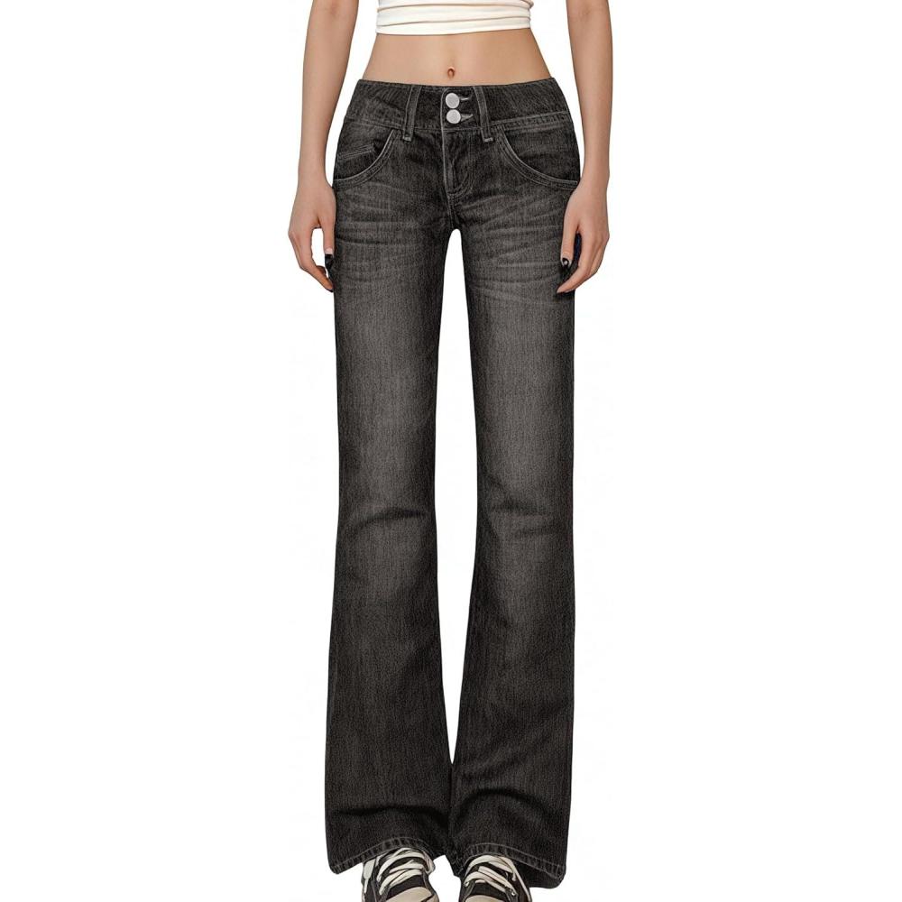 image:imageEMMIOL High Rise Flare Jeans for Women Y2K Bootcut Flared Bell Bottom Boyfriend WomanBlack