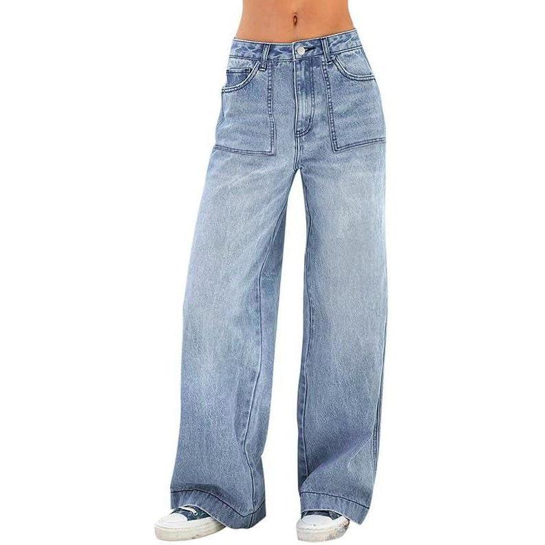 image:imageEMMIOL Womens Wide Leg Boyfriend JeansLight Blue012