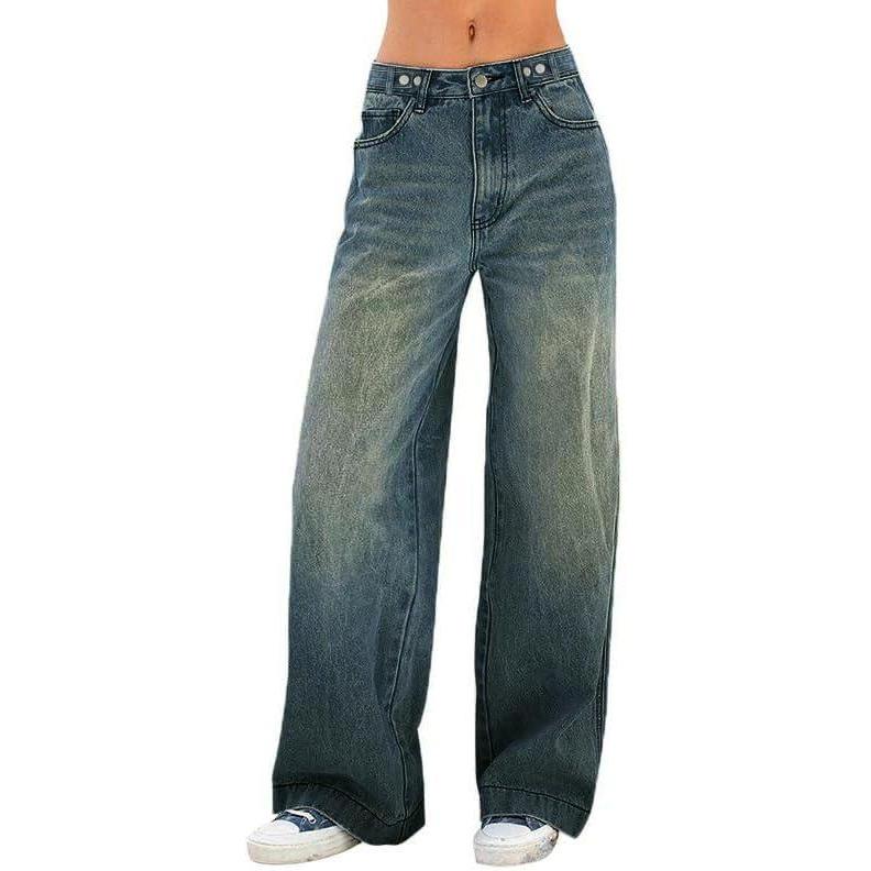 image:imageEMMIOL Womens Wide Leg Boyfriend JeansVintage Blue015