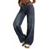 EMMIOL Baggy Jeans for Women, Mid Rise Wide Leg Jeans Plus Size Boyfriends Denim Pants, Y2K Vintage Style, Back-to-School Outfit，L