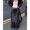 EMMIOL Baggy Jeans for Women, Mid Rise Wide Leg Jeans Plus Size Boyfriends Denim Pants, Y2K Vintage Style, Back-to-School Outfit，L