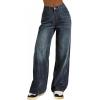EMMIOL Baggy Jeans for Women, Mid Rise Wide Leg Jeans Plus Size Boyfriends Denim Pants, Y2K Vintage Style, Back-to-School Outfit，XL