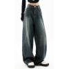 EMMIOL Jeans for Women Wide Leg Baggy Jeans Y2K Casual Loose Boyfriends Trousers Vintage Streetwear(A014-black)