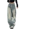 EMMIOL Jeans for Women Wide Leg Baggy Jeans Y2K Casual Loose Boyfriends Trousers Vintage Streetwear(A014-retro Blue)