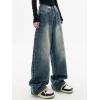 EMMIOL Jeans for Women Wide Leg Baggy Jeans Y2K Casual Loose Boyfriends Trousers Vintage Streetwear(A206-dark Blue)