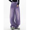 EMMIOL Jeans for Women Wide Leg Baggy Jeans Y2K Casual Loose Boyfriends Trousers Vintage Streetwear(A206-purple)