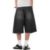 EMMIOL Jorts for Women Baggy Jeans Shorts Y2K Wide Leg Denim Shorts Grunge Streetwear(Black)