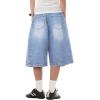 EMMIOL Jorts for Women Baggy Jeans Shorts Y2K Wide Leg Denim Shorts Grunge Streetwear(Light Blue)