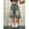 EMMIOL Women Baggy Jorts Y2k Wide Leg Denim Shorts Casual Knee Length Jean Jorts with Pockets 2026 Trendy Streetwear(Blue)