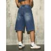 EMMIOL Women Baggy Jorts Y2k Wide Leg Denim Shorts Casual Knee Length Jean Jorts with Pockets 2026 Trendy Streetwear(Dark Blue)
