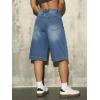 EMMIOL Women Baggy Jorts Y2k Wide Leg Denim Shorts Casual Knee Length Jean Jorts with Pockets 2026 Trendy Streetwear(Light Blue)
