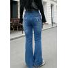 EMMIOL Women Bootcut Jeans Flare Jeans Mid-High Waisted Stretchy Straight Leg Jeans Trendy Seamed Front Loose Denim Pants(Denim Blue-with Bow)