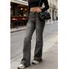 EMMIOL Women Bootcut Jeans Flare Jeans Mid-High Waisted Stretchy Straight Leg Jeans Trendy Seamed Front Loose Denim Pants(Grey)