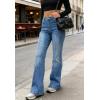 EMMIOL Women Bootcut Jeans Flare Jeans Mid-High Waisted Stretchy Straight Leg Jeans Trendy Seamed Front Loose Denim Pants(Light Blue)