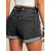 EMMIOL Women Jeans Shorts Summer Mid Rise Sexy Stretchy Denim Hot Pants with Adjustable Waist Trendy(Black)