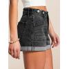EMMIOL Women Jeans Shorts Summer Mid Rise Sexy Stretchy Denim Hot Pants with Adjustable Waist Trendy(Black)