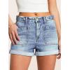 EMMIOL Women Jeans Shorts Summer Mid Rise Sexy Stretchy Denim Hot Pants with Adjustable Waist Trendy(Light Blue)