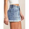 EMMIOL Women Jeans Shorts Summer Mid Rise Sexy Stretchy Denim Hot Pants with Adjustable Waist Trendy(Light Blue)