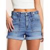 EMMIOL Women Jeans Shorts Summer Mid Rise Sexy Stretchy Denim Hot Pants with Adjustable Waist Trendy(Mid Blue)