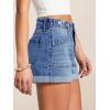 EMMIOL Women Jeans Shorts Summer Mid Rise Sexy Stretchy Denim Hot Pants with Adjustable Waist Trendy(Mid Blue)