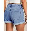 EMMIOL Women Jeans Shorts Summer Mid Rise Sexy Stretchy Denim Hot Pants with Adjustable Waist Trendy(Mid Blue)