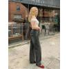 EMMIOL Women’s Flared Jeans Baggy Jeans Y2K Loose Fit Mid-Low Rise Flare Leg Trendy Trousers E-Black