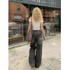 EMMIOL Women’s Flared Jeans Baggy Jeans Y2K Loose Fit Mid-Low Rise Flare Leg Trendy Trousers E-Black