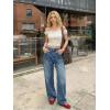EMMIOL Women’s Flared Jeans Baggy Jeans Y2K Loose Fit Mid-Low Rise Flare Leg Trendy Trousers E-Blue