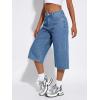 Emmiol Baggy Jean Jorts for Women – Mid-High Waisted Long Denim Shorts Y2k Wide Leg Pants with Pockets Casual Trendy Clothes(Light Blue)