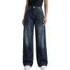 EMMIOL Baggy Jeans for Women, Mid Rise Wide Leg Jeans Plus Size Boyfriends Denim Pants, Y2K Vintage Style, Back-to-School Outfit，L