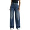 EMMIOL Baggy Jeans for Women, Mid Rise Wide Leg Jeans Plus Size Boyfriends Denim Pants, Y2K Vintage Style, Back-to-School Outfit，M