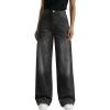EMMIOL Baggy Jeans for Women, Mid Rise Wide Leg Jeans Plus Size Boyfriends Denim Pants, Y2K Vintage Style, Back-to-School Outfit，M B-Black