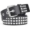 EMMIOL Cool Y2K Belt Women Black bb Belt Silver Buckle Oval D Ring Star Belts Trendy Streetwear Punk for Jeans(Black-studded)