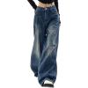 EMMIOL Jeans for Women Wide Leg Baggy Jeans Y2K Casual Loose Boyfriends Trousers Vintage Streetwear(A014-dark Blue)