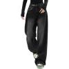 EMMIOL Jeans for Women Wide Leg Baggy Jeans Y2K Casual Loose Boyfriends Trousers Vintage Streetwear(A206-black)