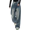 EMMIOL Jeans for Women Wide Leg Baggy Jeans Y2K Casual Loose Boyfriends Trousers Vintage Streetwear(A206-dark Blue)