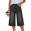 EMMIOL Women Baggy Jorts Y2k Wide Leg Denim Shorts Casual Knee Length Jean Jorts with Pockets 2026 Trendy Streetwear(216-charcoal Gray)