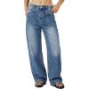 EMMIOL Women’s Flared Jeans Baggy Jeans Y2K Loose Fit Mid-Low Rise Flare Leg Trendy Trousers E-Blue