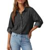 Emmiol Denim Button Down Shirt For Women – Long Sleeve Cotton Lightweight Shirts With Pockets Casual Work Jean Blouses Tops(Black)
