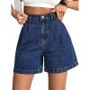 Emmiol Jean Shorts for Women High Waisted A Line Denim Shorts Stretchy 2026 Summer Casual Bottoms(Dark Blue)