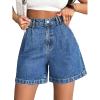 Emmiol Jean Shorts for Women High Waisted A Line Denim Shorts Stretchy 2026 Summer Casual Bottoms(Denim Blue)