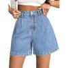 Emmiol Jean Shorts for Women High Waisted A Line Denim Shorts Stretchy 2026 Summer Casual Bottoms(Light Blue)