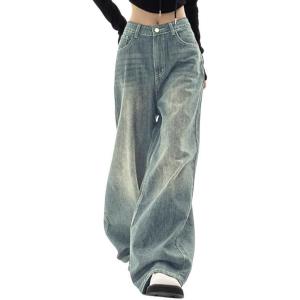 EMMIOL Jeans for Women Wide Leg Baggy Jeans Y2K Casual Loose Boyfriends Trousers Vintage Streetwear(A014-retro Blue)