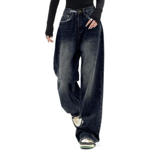 EMMIOL Jeans for Women Wide Leg Baggy Jeans Y2K Casual Loose Boyfriends Trousers Vintage Streetwear(A206-blue)