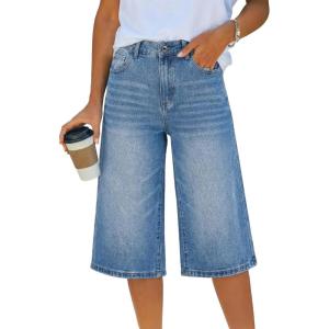EMMIOL Women Baggy Jorts Y2k Wide Leg Denim Shorts Casual Knee Length Jean Jorts with Pockets 2026 Trendy Streetwear(216-sky Blue)