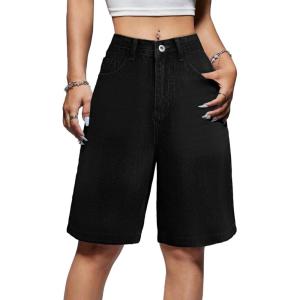 EMMIOL Women Jorts Shorts Wide Leg Baggy Jeans Mid-Low Waist Y2K Vintage Streetwear Denim