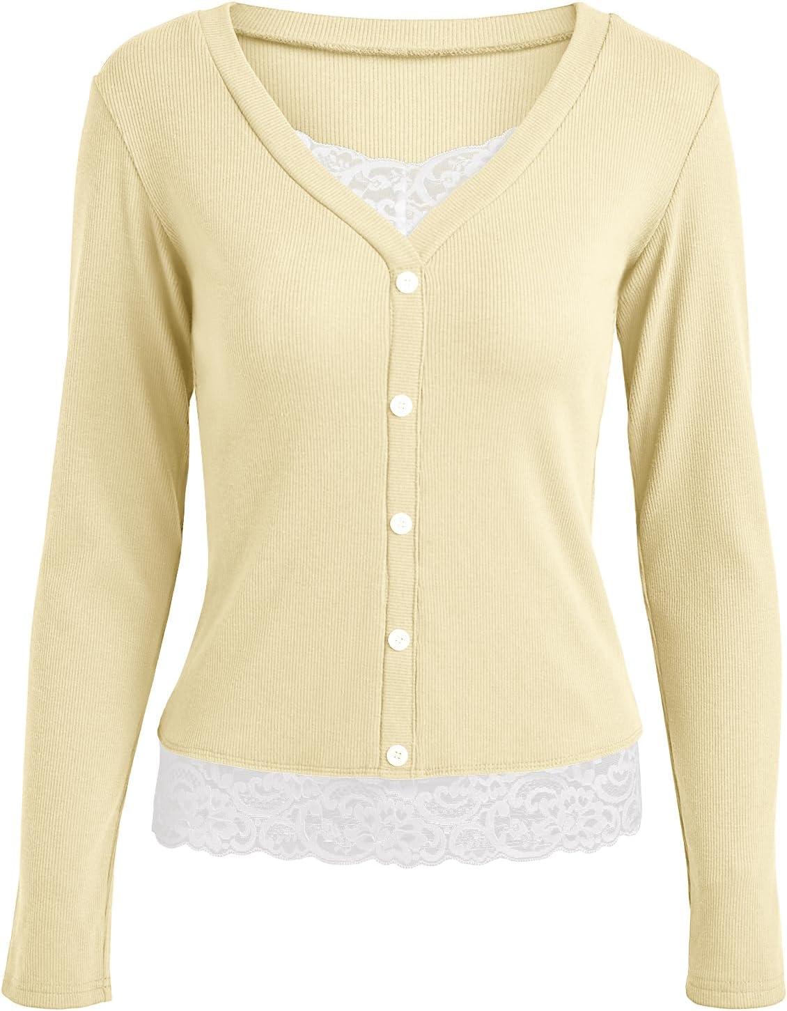 image:imageWomens Lace Long Sleeve Top Paneled Henley Shirts Y2k 2000s Fitted Going Out Tops Blouse1 Apricot