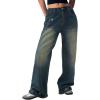 EIMMOL Straight Leg Jeans for Women Fall Fashion Cropped Mid-Rise Boyfriend Micro Stretchy Denim Ankle Pants(Vintage Blue Jeans)
